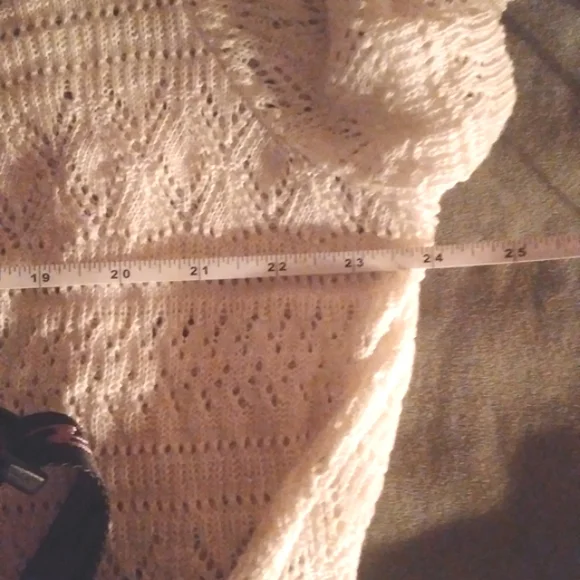 JACLyn Smith sweater Open front Pointelle knit shrug 1X white Y2K style - Picture 6 of 10